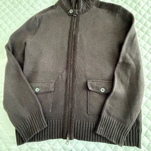 Banana Republic Men's Dark Brown Zip-Up Sweater